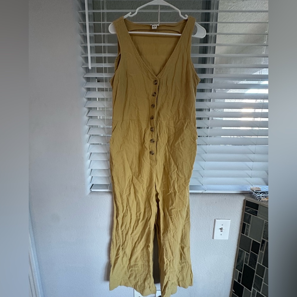 Billabong Mustard Button-Front Jumpsuit